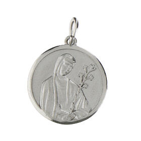 Medaglia Santa Caterina da Siena 18 mm argento 925 rodiato