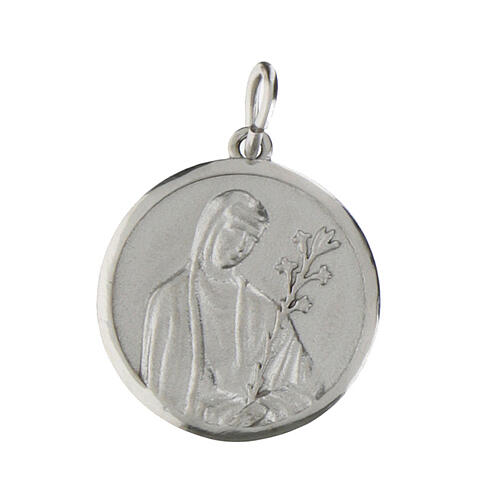 Medalha Santa Catarina de Siena 18 mm prata 925 rodinada 1