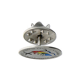 Jubilee pin with 2025 official logo, rhodium-plated 925 silver and enamel, 0.6 in 2