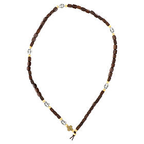 Saint Benedict rosary bracelet with cylindrical wooden beads for kids