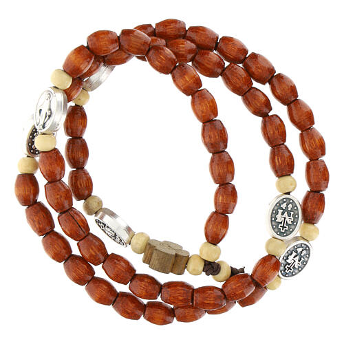 Rosario madera Milagrosa pulsera elástico joven 1