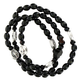 Elastic rosary bracelet for teens, Our Lady of Graces, black wooden beads