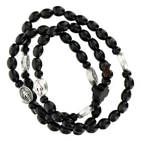 Rosary bracelet Miraculous black wood beads elastic children