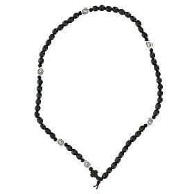 Chapelet bracelet Sainte Rita grains bois noir roses élastique