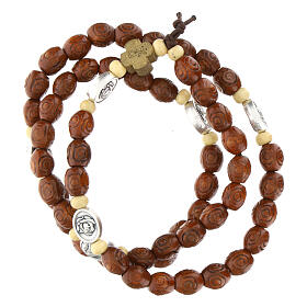 Rosary bracelet with wooden grains Santa Rita elastic roses