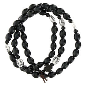 Rosary bracelet for men, black wooden beads, medal of St Benedict