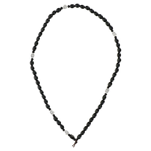 Rosario bracciale da uomo grani legno nero San Benedetto 2