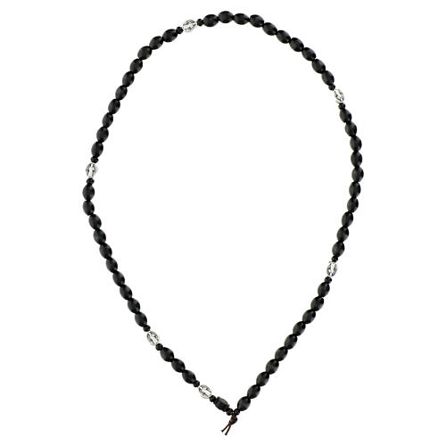 Rosario bracciale da uomo grani legno nero San Benedetto 3