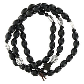 St Benedict men's rosary bracelet with black wood grains