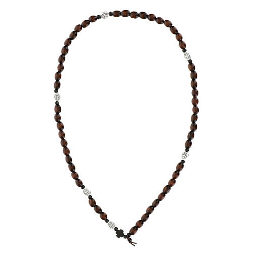 Rosario pulsera San Benito granos ovalados madera 2