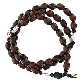 Saint Benedict rosary bracelet with oval wooden beads