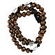 Elastic rosary bracelet for teens, bicoloured olivewood, medal of St Benedic s1