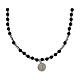 Rosary choker with medal of St Benedict, 925 silver and volcanic lava beads s1