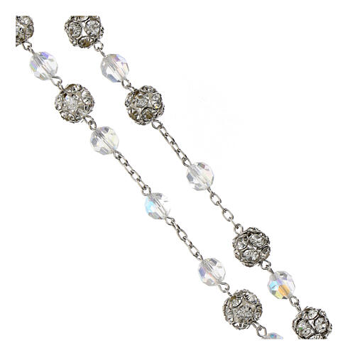 Rosary of 925 silver, iridescent crystals and rhinestone balls, Miraculous Medal 3