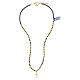 Rosary choker of black and golden hematite, cross-shaped pendant, gold plated 925 silver s4