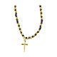 Collier ras de cou hématite noir or croix pendentif argent 925 doré s1