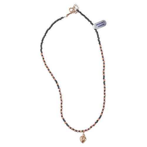 Collana Sacro Cuore argento 925 ematite nera rosé 3