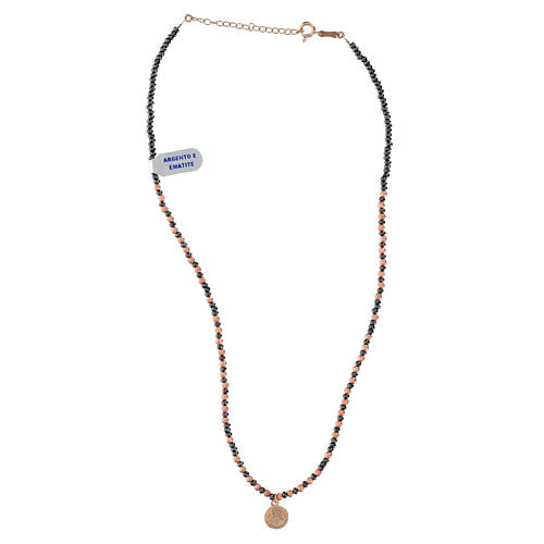 Collana Lourdes argento 925 rosé ematite rosa nera 5