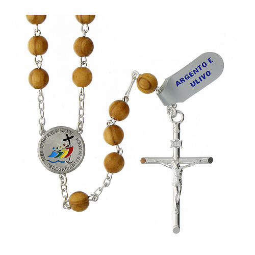 Olivewood rosary of 2025 Jubilee, 0.2 in beads and 925 silver medal 1