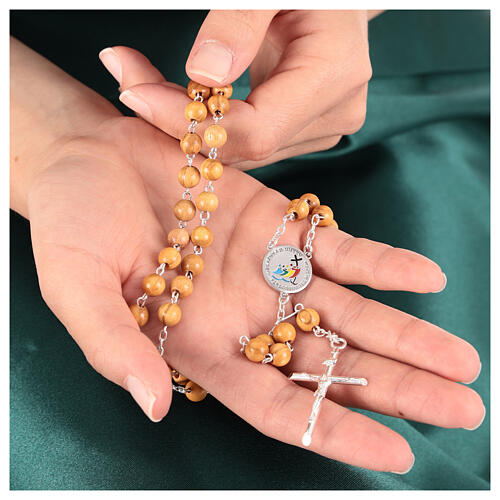 Olivewood rosary of 2025 Jubilee, 0.2 in beads and 925 silver medal 2