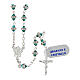 Rosary of green crystals with rhinestone ring, decorated medal, 925 silver s1