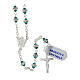 Rosary of green crystals with rhinestone ring, decorated medal, 925 silver s2