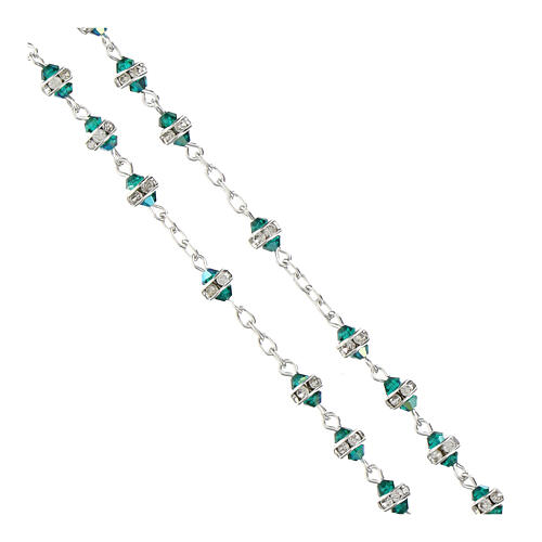 Rosario cristalli verdi strass crociera ornata argento 925 3
