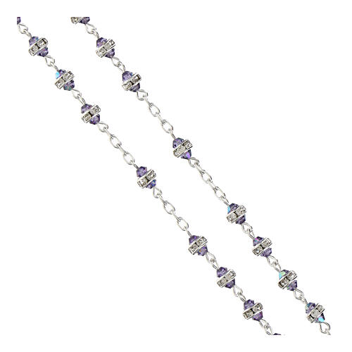 Rosario rondella strass 3 mm cristalli viola argento 925  3