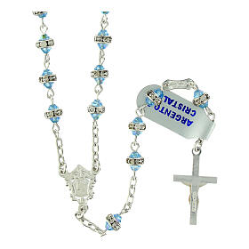Rondelle rhinestone rosary 3 mm light-blue iridescent crystals 925 silver