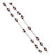 Rosario grani 3 mm cristalli rossi strass crociera classica argento 925 s3