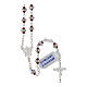 Rosary beads 3 mm red crystals rhinestones classic cross 925 silver s1