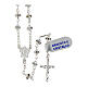 Rosary with conical iridescent white crystals, rhinestone ring, 925 silver s1