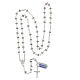 Rosario grani conici iridescenti bianchi rondella strass argento 925 s4