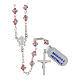 Rosary with pink crystals and white rhinestone rings, 925 silver, classic medal s2