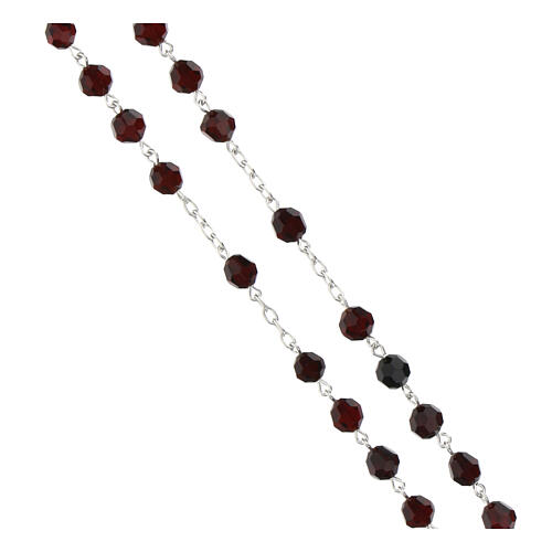 Rosary with classic medal, garnet faceted crystals of 0.24 in, 925 silver 3