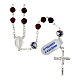 Rosary with white Pater Noster beads with crosses, garnet faceted crystals and Miraculous Medal, 925 silver s1