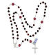 Rosary with pink Pater Noster beads with roses, garnet faceted crystals of 0.24 in and Miraculous Medal, 925 silver s4