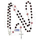 Rosary with garnet faceted crystals of 0.24 in and pink rhinestone balls, 925 silver s4