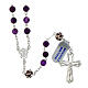 Rosary with amethyst beads of 0.24 in, purple rhinestone balls, 925 silver s1