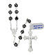 Rosary of black rhinestone balls of 0.24 in, white rhinestones, 925 silver s1