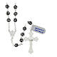 Black rhinestone rosary 6 mm white crystals 925 silver s2