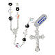Rosario strassball nera cristalli bianchi iridescenti 8 mm argento 925 s1