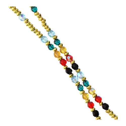 Chapelet Jubilé 2025 câble doré cristaux colorés argent 925 détails émaillés 3