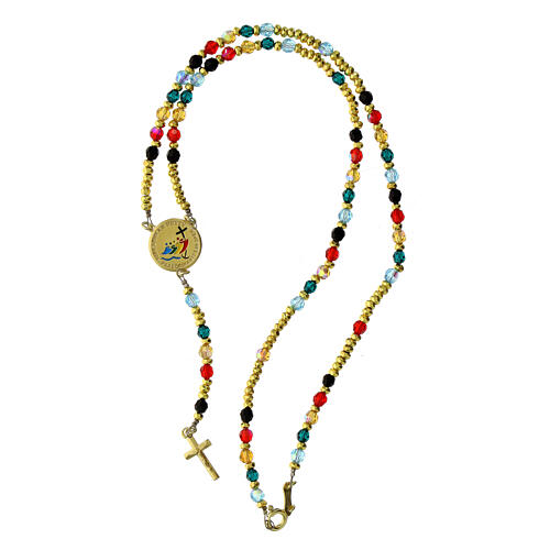 Chapelet Jubilé 2025 câble doré cristaux colorés argent 925 détails émaillés 4