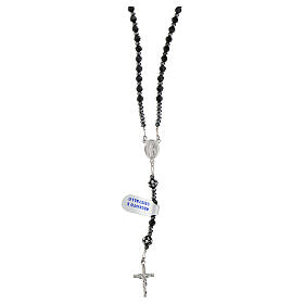 Rosary of 0.16 in black crystal beads, hematite and rhinestone balls, 925 silver