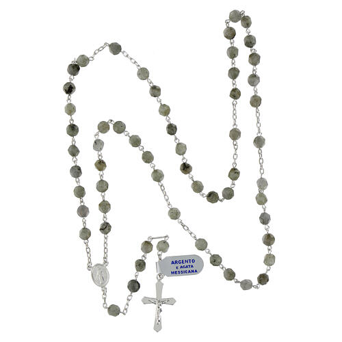 Rosary of Mexican agate, 0.24 in faceted beads, Miraculous Medal, 925 silver 4