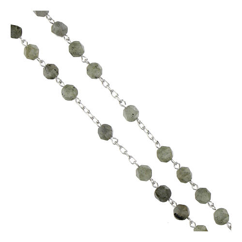 Rosario grani agata messicana sfaccettata 6 mm Miracolosa argento 925 3
