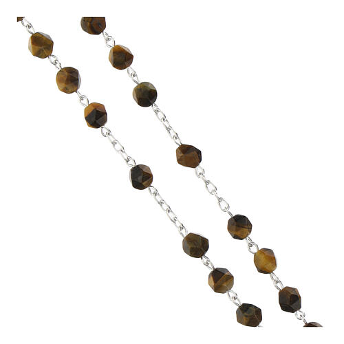 Rosary of tiger's eye, 0.24 in faceted beads, Miraculous Medal, 925 silver 3