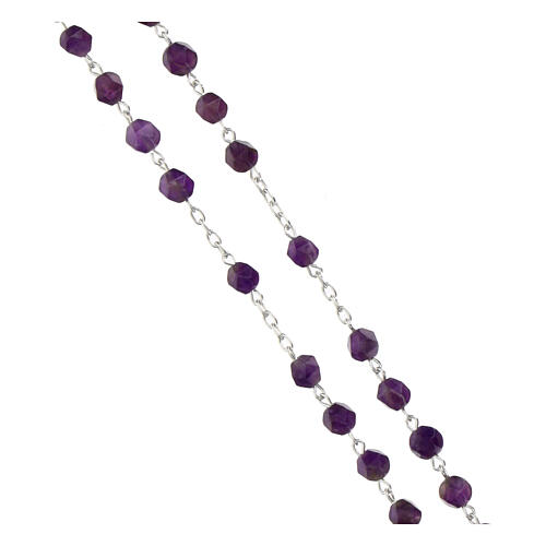 Rosenkranz mit facettierten 6 mm Amethyst Perlen und Wundertätige Medaille, 925er Silber 3