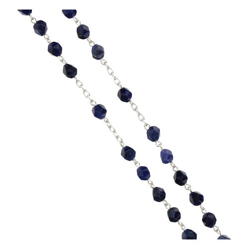 Rosary of lapis lazuli, 0.24 in faceted beads, Miraculous Medal, 925 silver 3